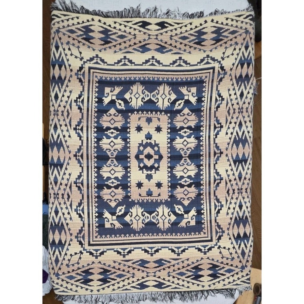 Crown Craft Aztec Navajo Southwest Throw Blanket 48x58 Vintage Made in USA